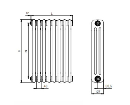 Стальной трубчатый радиатор RIFAR TUBOG TUB 3057-10-AN (Антрацит)