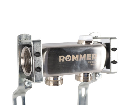 ROMMER RMS-4401-000002 ROMMER Коллектор из нержавеющей стали для радиаторной разводки 2 вых.