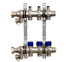 Коллекторная группа ELSEN, 1", 12 контуров, размер отвода-3/4", с вентилями, нержавеющая сталь