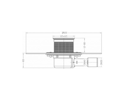 Трап Hutterer & Lechner с "сухим" сифоном, с решеткой HL3120, Клик-Клак, с полимербитумным полотном d 420 мм, с гор.выпуском, DN 40/50